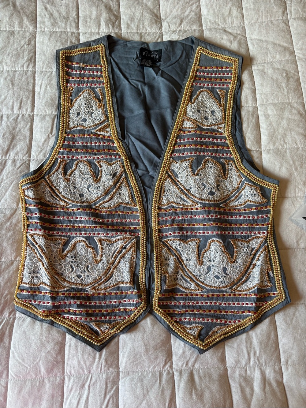 Vtg Boutique Europa Beaded Granny Core Vest - Size Medium